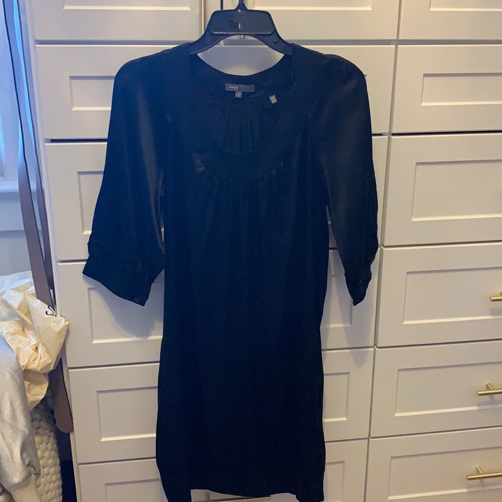 Vince Black Silk Long Sleeve dress size small